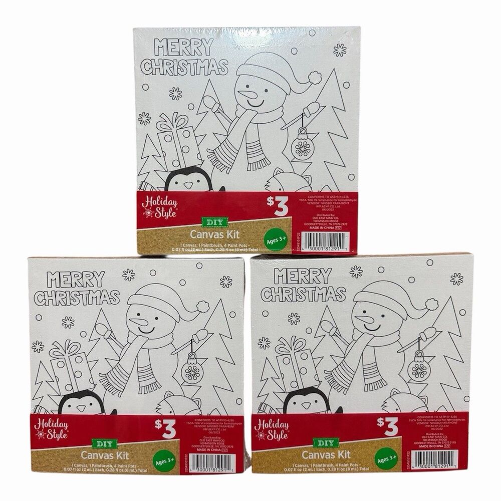 DIY Merry Christmas Canvas Kits for Painting Set Of 3 Ages 3+